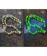 Angel Uranium glass necklace vaseline glass beads handmade #24060 - $838.61 MXN