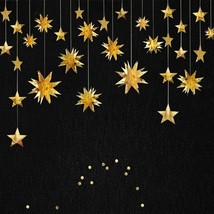 Gold Party Decorations Star Garlands Streamer Gold 3D Stars Metallic Paper Hangi - £20.77 GBP