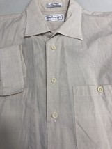 Vintage Burberrys Men Shirt Beige Button Up Lightweight Made USA 16-33 Large L - £19.44 GBP