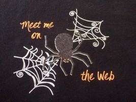 Meet Me on the Web Halloween Spider Black Cotton Blend Womens Sweatshirt... - $24.99