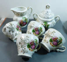 VTG 6 pc porcelain Royal Vienna Creamer  Sugar Bowl demitasse cups Pattern 2303 - £59.36 GBP