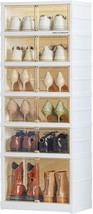 Easy Assembly 6 Tier Foldable Shoe Rack Organizer For Closet Entryway Clear - £69.39 GBP