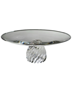 Vintage Elegant Fancy Clear Glass Swirling Crystal Cake Stand Plate 8in ... - £23.71 GBP