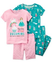 4-Pc. Dreaming Princess Cotton Pajama Set Baby Girls Carters Short &amp; Lon... - $29.69
