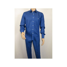 Men INSERCH premium Soft Linen Breathable 2pc Walking Leisure suit LS29116 Royal image 2