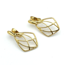 CROWN TRIFARI gold-tone door-knocker earrings - vintage clip-on openwork... - $20.00