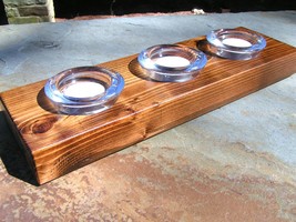 Eastern Red Cedar candle holder with 3 clear glass tealight votives cand... - £31.78 GBP