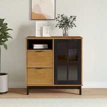 Sideboard with Glass Door FLAM 31.5&quot;x15.7&quot;x31.5&quot; Solid Wood Pine - $198.99