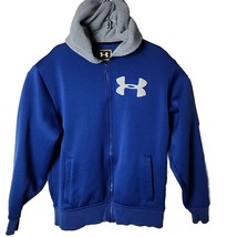 Under Amour Men XL UA Storm Fleece Hood Full Zip Heavy Hoodie Blue Jacket - $51.23