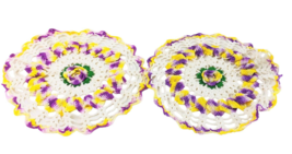 2 Purple and Yellow Vintage Doilies 11&quot; Cottagecore Handmade Crafts  Far... - £14.65 GBP