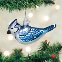Old World Christmas Bright Blue Jay Blown Glass Christmas Ornament 16121 - £13.96 GBP