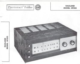 1956 RAULAND HF355 RECEIVER Tube AM FM RADIO Photofact MANUAL Schematic ... - $9.89