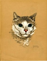Gladys Emerson Cook Color Cat  Print Brown Tiger Tabby  - $10.89