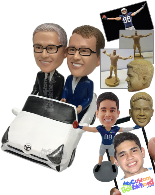 Primary image for Personalized Bobblehead Corporate Executives Out For A Ride On A Toyota Prius - 
