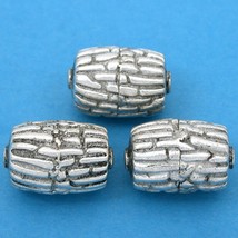 Bali Barrel Antique Silver Plated Beads 19mm 20 Grams 3Pcs Approx. - £5.71 GBP