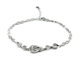 Real Sterling Silver CZ Bracelet for Girls in platinum finish - $48.36