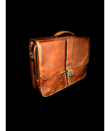 Brown Leather Briefcase Measures 16&quot; L x 12&quot; H x 3.5&quot; W - £152.30 GBP