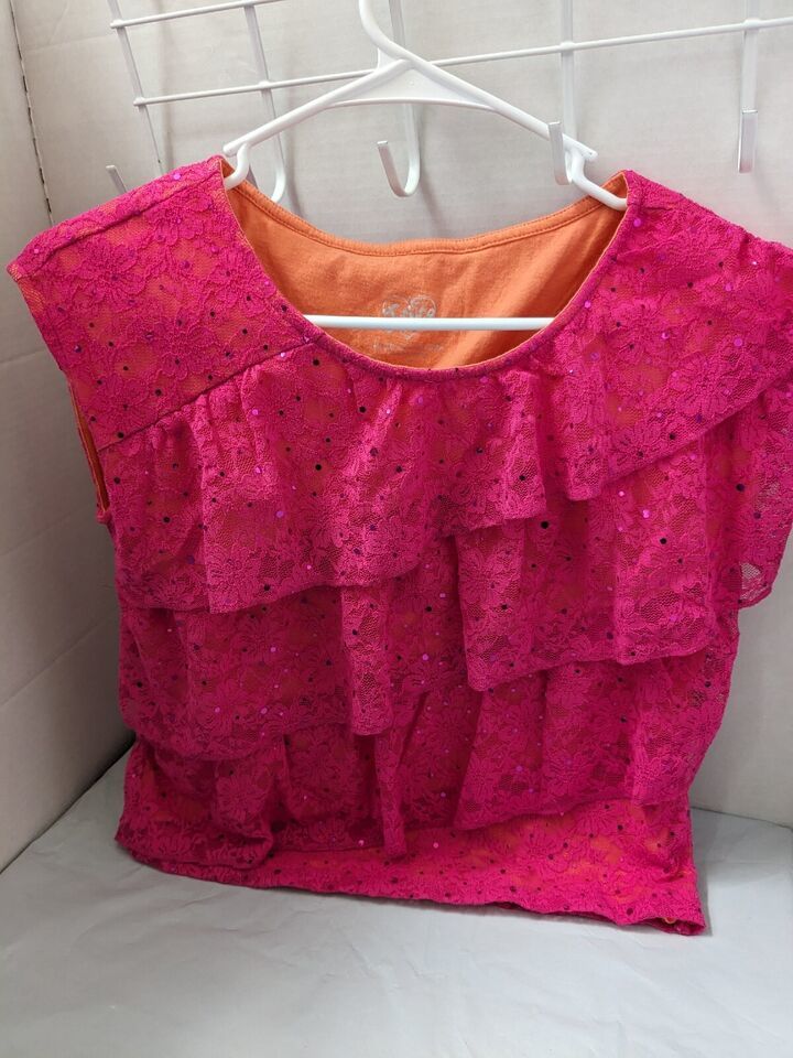 Primary image for Justice Girls Sz 14 Pink Lace Top