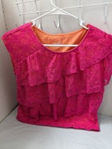 Justice Girls Sz 14 Pink Lace Top - £7.12 GBP