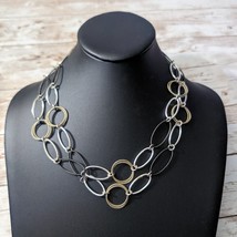 Multi Colored Oval Rings Necklace - Long But Can Be Layered - £9.75 GBP