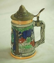 Old Vintage TILSO Lidded Beer Stein Tankard Mug Village Scene 52/753 Japan - $29.69