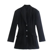 T MODA  2022 Women Long Blazer With Jewel Buttons Fashion Office Lady Slim Blaze - £117.25 GBP