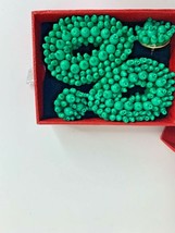 New Gaudy Green Beaded Earrings Drop - £4.70 GBP