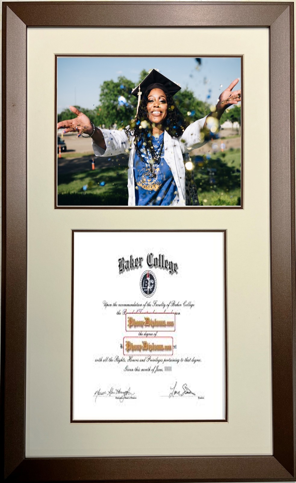 Graduation University Reverse Double 8x10 certificates, document or photo openin