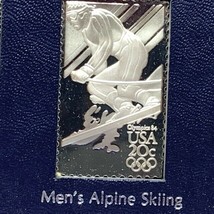 Franklin mint postage stamp sterling silver Olympics 1984 USA mens alpine skiing - $24.70
