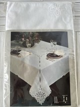 Vintage Exquisite Battenburg Lace Tablecloth Set White Cotton Oblong 66”x102” - £59.51 GBP