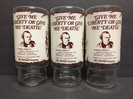3 The Coca-Cola Company &quot;Give Me Liberty or Give Me Death&quot; Drinking Glasses Vtg. - £10.13 GBP
