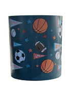 Sports Pattern Plastic Pencil Holder 4” Tall X 3.5” Diameter - £10.58 GBP