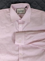 THOMAS PINK Dress Shirt Men&#39;s Pink WIndowpane Plaid Size 17 / 43cm Long ... - $14.84