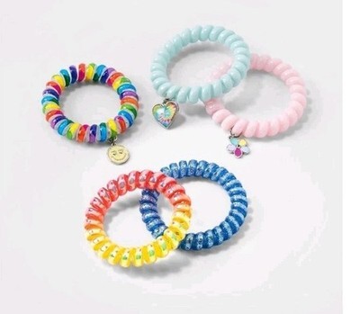 Cat &amp; Jack Girls&#39; 5pk Coil Cord Bracelet Set w/ Charms Multicolor  - $13.99