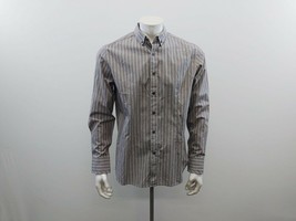 Alfani Men&#39;s Button Down Long Sleeve Shirt Size Medium Modern Fit Gray Red Plaid - £11.78 GBP
