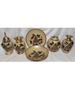 (Set of 6) Vintage Christmas Tree Holiday Holly Cloisonné Enameled Brass - $2,230.15 MXN