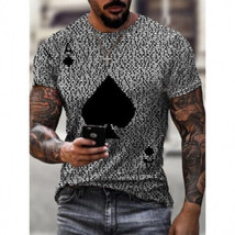 Ace of Spades T Shirt   Crew Neck Short Sleeve Fashion Tee Black with White Text - $19.99