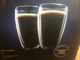 Pair Bella Lusso Double Wall Coffee Glasses 16oz Each -- Microwave Safe -- NOB - £23.13 GBP