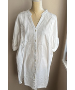 Club Z Collection Womens Tunic White Swim Cotton Cover up Sz XL PinTucks - $34.99