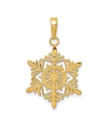 14K Yellow Gold Snowflake Pendant - €185,33 EUR