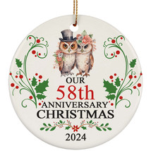 Our 58th Anniversary Christmas 2024 Ornament Gift 58 Years Owl Couple In Love - £11.83 GBP