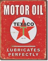 Texaco Motor Oil Lubricates Distressed Retro Vintage Metal Tin Sign Red New - £12.45 GBP