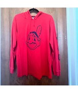 Rare Vintage PINK MLB Cleveland Indians Wahoo Hooded T- shirt Red Medium - £32.89 GBP