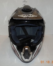 THH Motorcycle Motocross Helmet M Medium Model TX 10 Open Face Silver Red White - £50.33 GBP