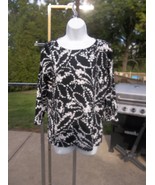 NWOT TALBOTS BLACK&amp;WHITE FLORAL PRINT SWEATER L - $27.99