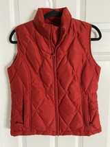 Eddie Bauer Puffer Vest Goose Down Insulated Womens XS Red Full Zip Collared - £15.97 GBP