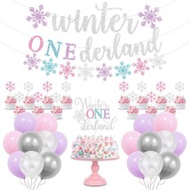 Winter Onederland 1St Birthday Decorations Girl, Winter Onederland Banner, Cake  - £21.25 GBP
