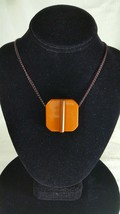 Vintage Butterscotch and Brown Bakelite Square Pendant Chain Necklace Tested - £99.91 GBP