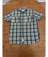 Levis Shirt Mens Large Short Sleeve Western Style Crepe Weave Plaid Blue... - $12.42