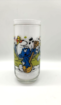 Hardee&#39;s 6&quot; Harmony Smurf Drinking Collector Glass 1983 Peyo Wallace Berrie 16oz - £10.22 GBP
